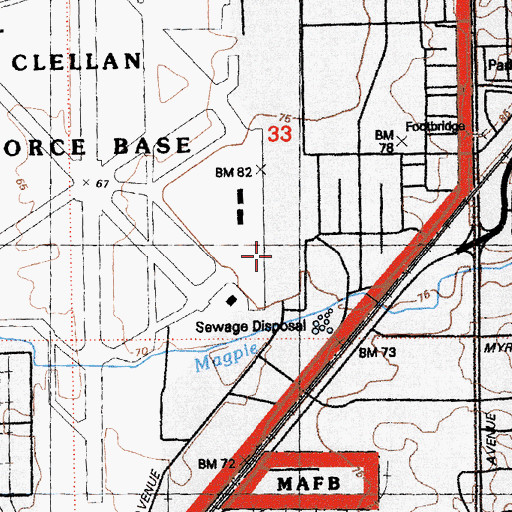 Topographic Map of California Shock Trauma Air Rescue McClellan Park Fixed Wing, CA
