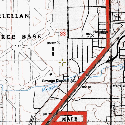 Topographic Map of California Shock Trauma Air Rescue McClellan Park Fixed Wing, CA