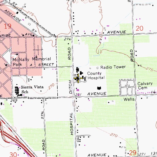 Topographic Map of Pistoresi Ambulance Service, CA