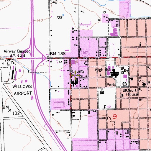 Topographic Map of Enloe Ambulance Service Willows, CA