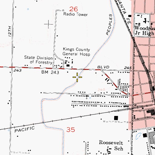 Topographic Map of American Ambulance, CA