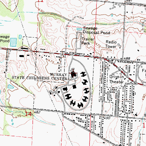 Topographic Map of Murray Developmental Center, IL