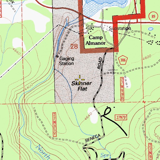 Topographic Map of Skinner Flat, CA