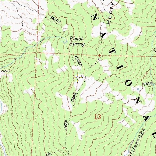 Topographic Map of Skull Camp Trail, CA