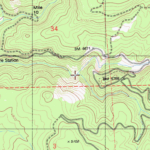 Topographic Map of Skull Creek, CA