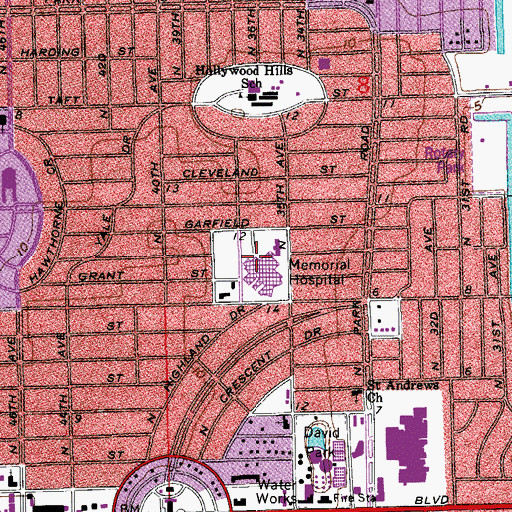 Topographic Map of Joe DiMaggio Children's Hospital, FL