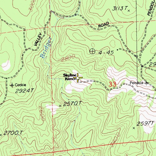 Topographic Map of Skyline Ranch, CA