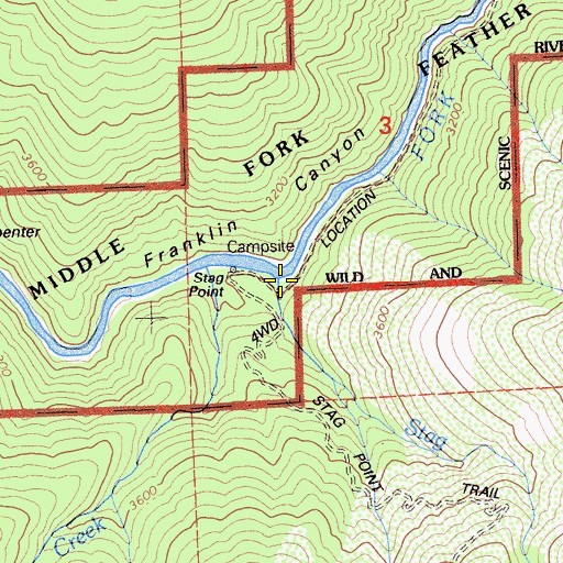 Topographic Map of Stag Creek, CA