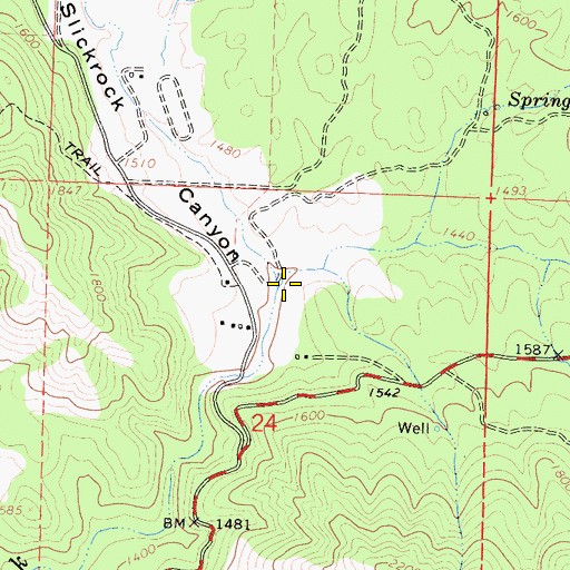 Topographic Map of Slickrock Canyon, CA