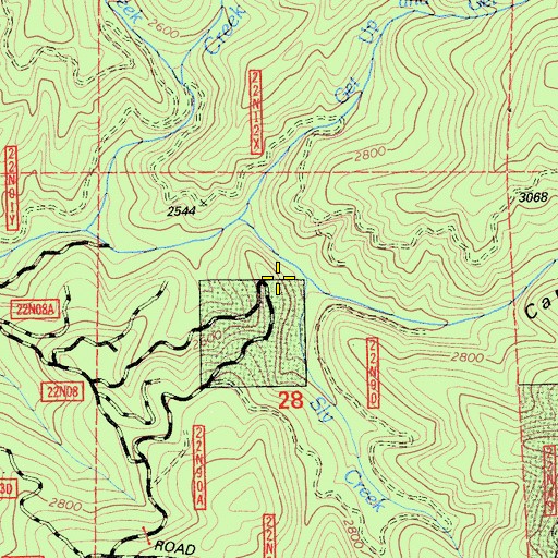 Topographic Map of Sly Creek, CA