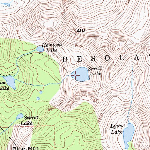 Topographic Map of Smith Lake, CA