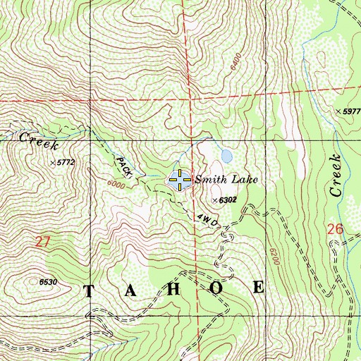 Topographic Map of Smith Lake, CA