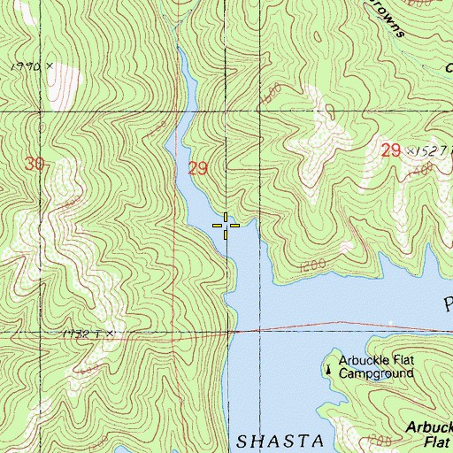 Topographic Map of Arbuckle Creek, CA