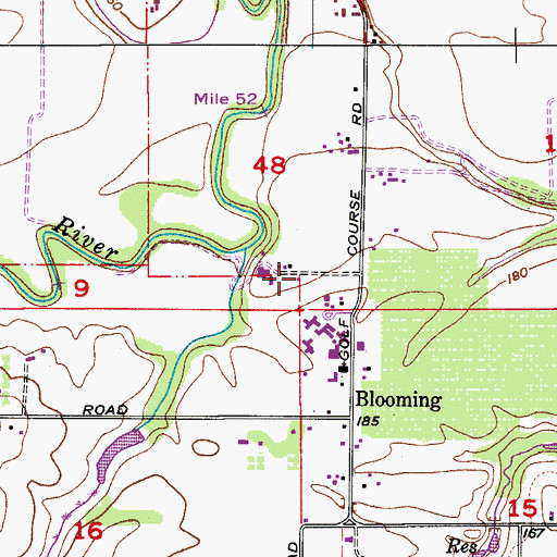 Topographic Map of Blooming Nursery, OR