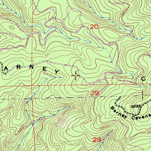 Topographic Map of Barney Cavanah Ridge, CA