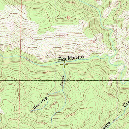 Topographic Map of Beartrap Creek, CA