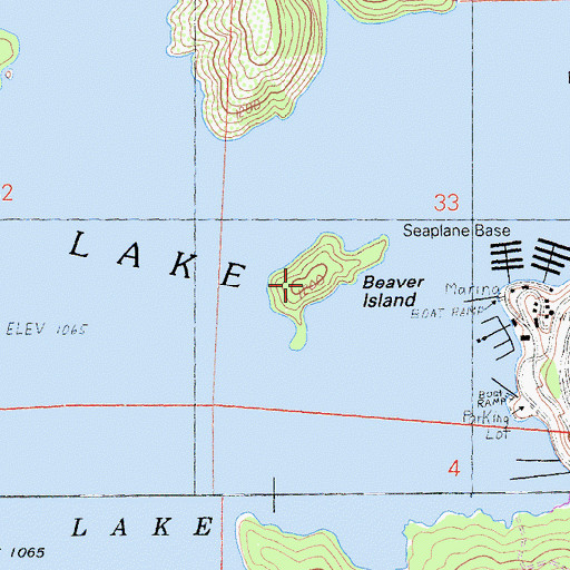 Topographic Map of Beaver Island, CA