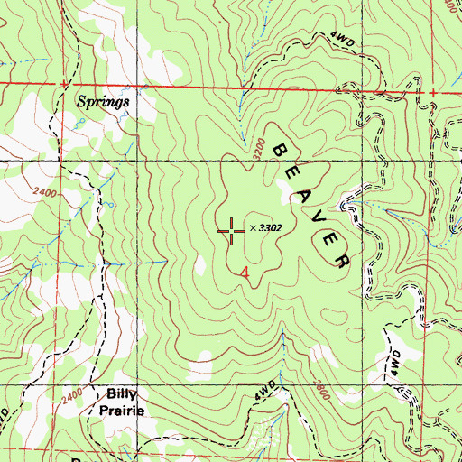 Topographic Map of Beaver Ridge, CA