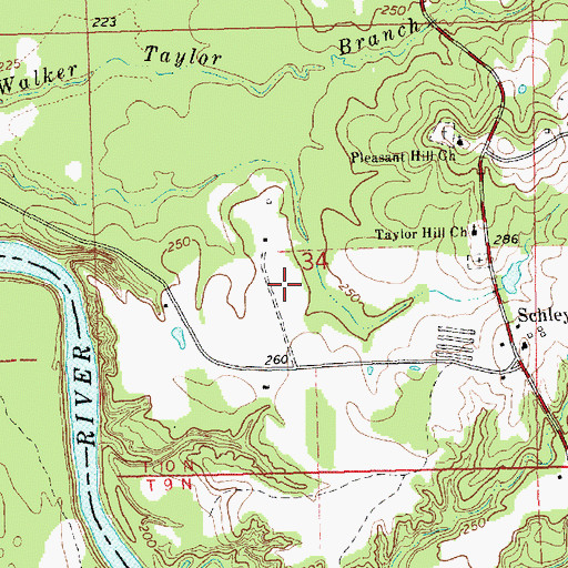 Topographic Map of Double S Farms, MS