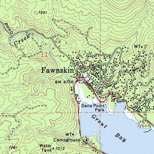 Topographic Map of San Bernardino County Fire Department Station 96 Fawnskin, CA