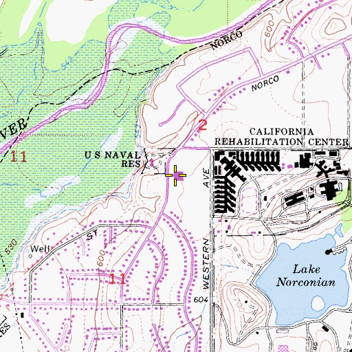 Topographic Map of Norco Fire Department Station 21, CA