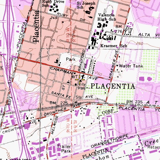 Topographic Map of Orange County Fire Authority Station 35, CA