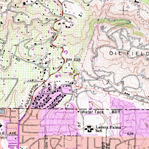 Topographic Map of City of La Habra Heights Fire Department Station 2, CA