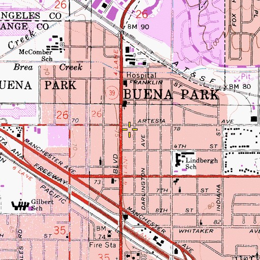 Topographic Map of Orange County Fire Authority Station 62, CA