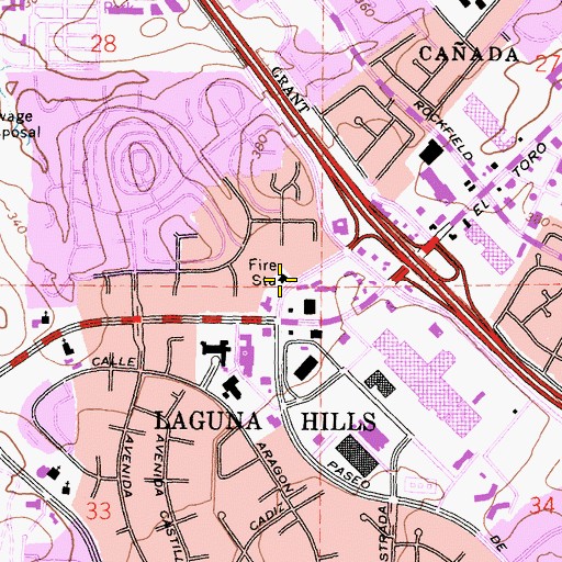 Topographic Map of Orange County Fire Authority Station 22, CA