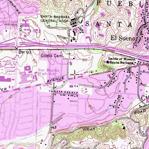 Topographic Map of Santa Barbara County Fire Department Station 13, CA