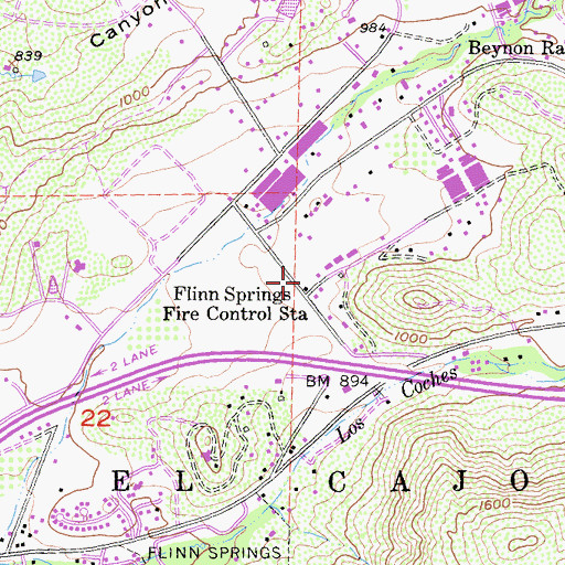 Topographic Map of CAL FIRE Flinn Springs Fire Station, CA