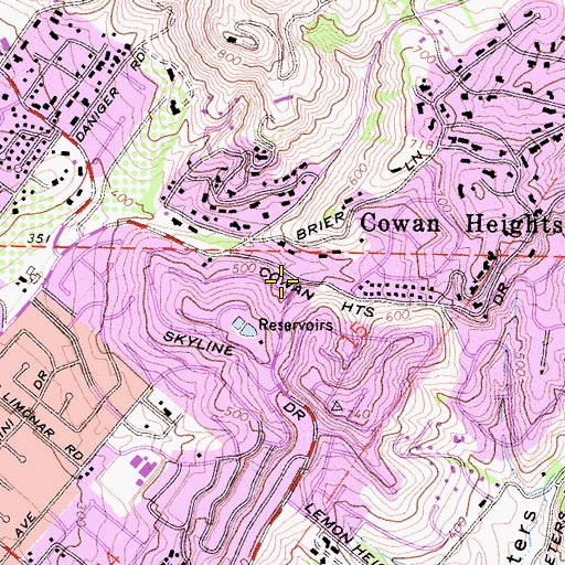 Topographic Map of Orange County Fire Authority Station 8, CA