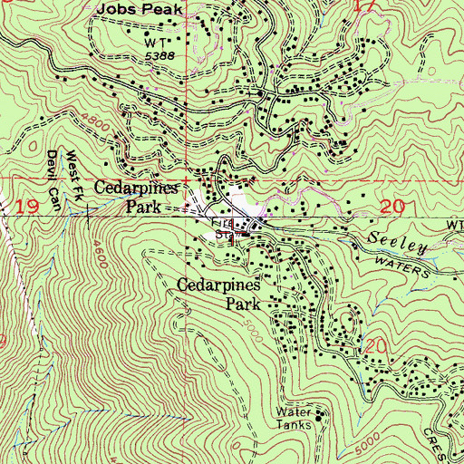 Topographic Map of Crest Forest Fire Protection District Station 3, CA