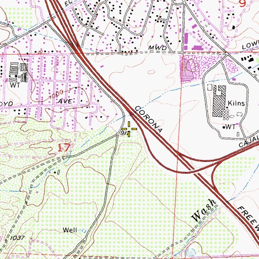 Topographic Map of Corona Fire Department Station 7, CA