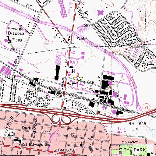 Topographic Map of Corona Fire Department Station 2, CA
