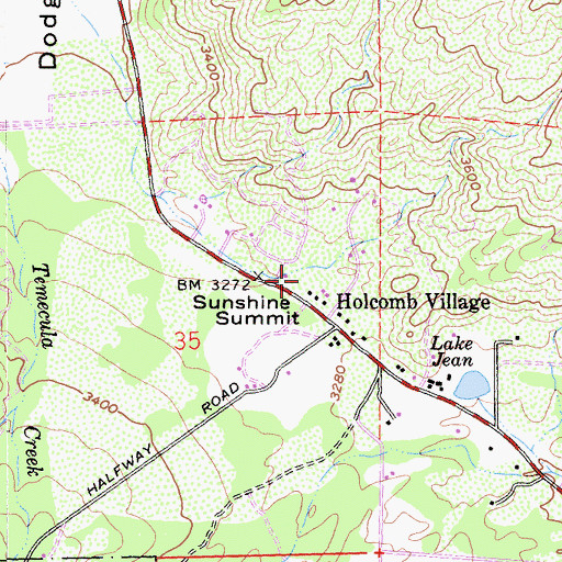 Topographic Map of Sunshine Smmit Volunteer Fire Department, CA