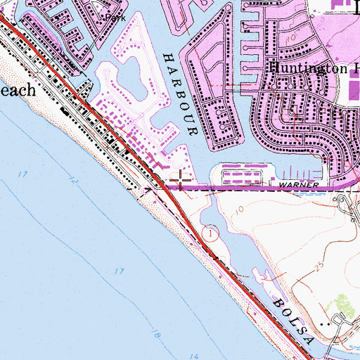 Topographic Map of Huntington Beach Fire Department Station 7, CA