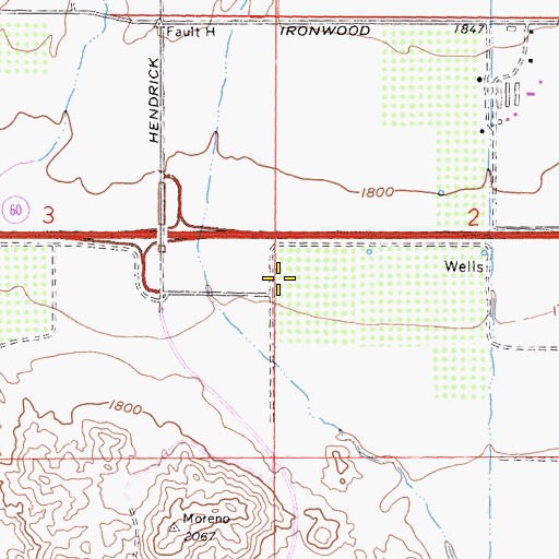Topographic Map of Riverside County Fire Department Station 58 - Moreno Beach, CA