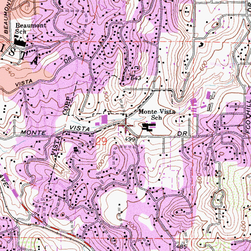 Topographic Map of Vista Fire Department Station 2, CA