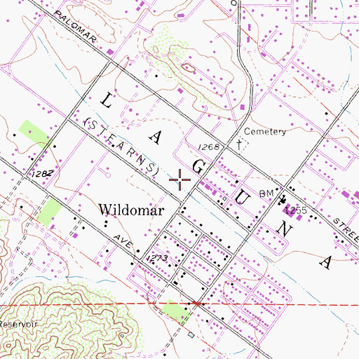 Topographic Map of Riverside County Fire Department Station 61 Wildomar, CA