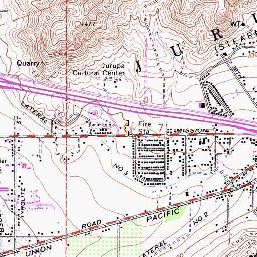 Topographic Map of Riverside County Fire Department Station 18 West Riverside, CA