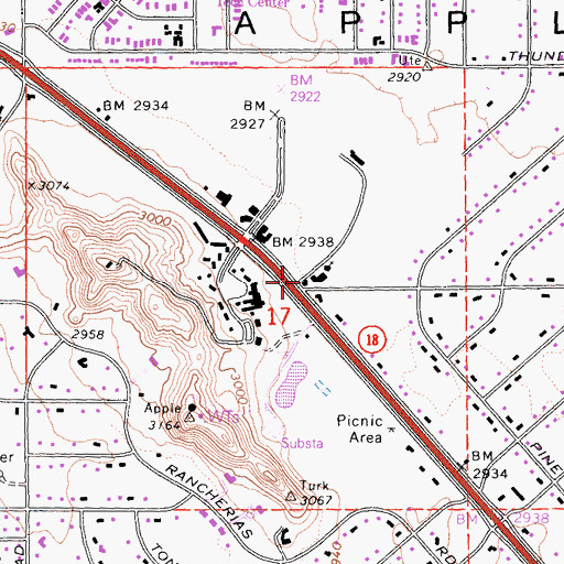 Topographic Map of Apple Valley Fire Protection District Station 333, CA