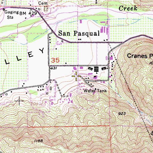 Topographic Map of San Pasqual Fire Department, CA