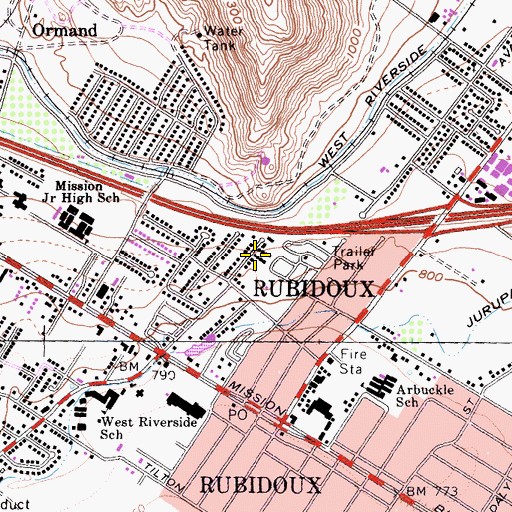 Topographic Map of Speedway Volunteer Fire Department, CA
