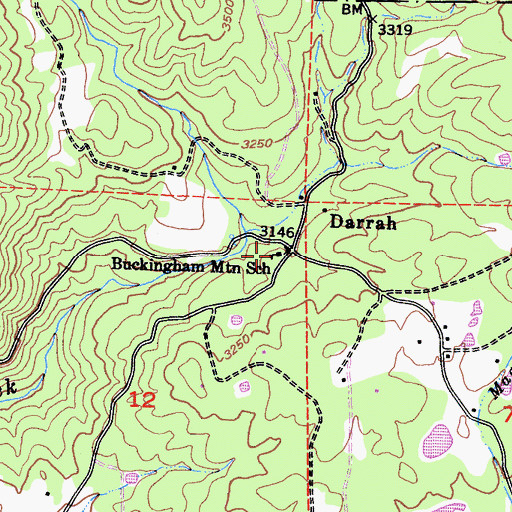 Topographic Map of Buckingham Mountain School, CA