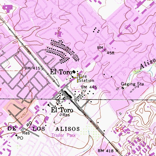 Topographic Map of Orange County Fire Authority Station 19, CA
