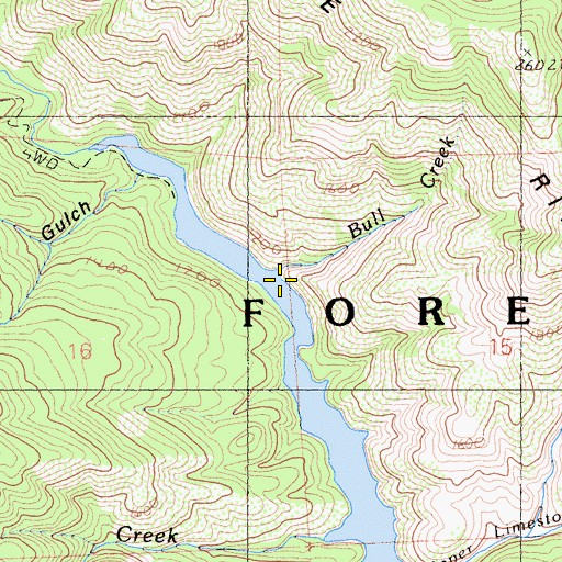 Topographic Map of Bull Creek, CA