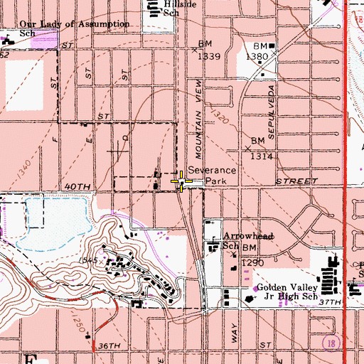 Topographic Map of San Bernardino County Fire Station 227, CA