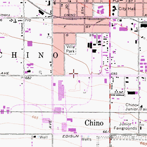 Topographic Map of Chino Valley Fire District Station 61, CA