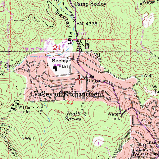 Topographic Map of Crest Forest Fire Protection District Station 4, CA